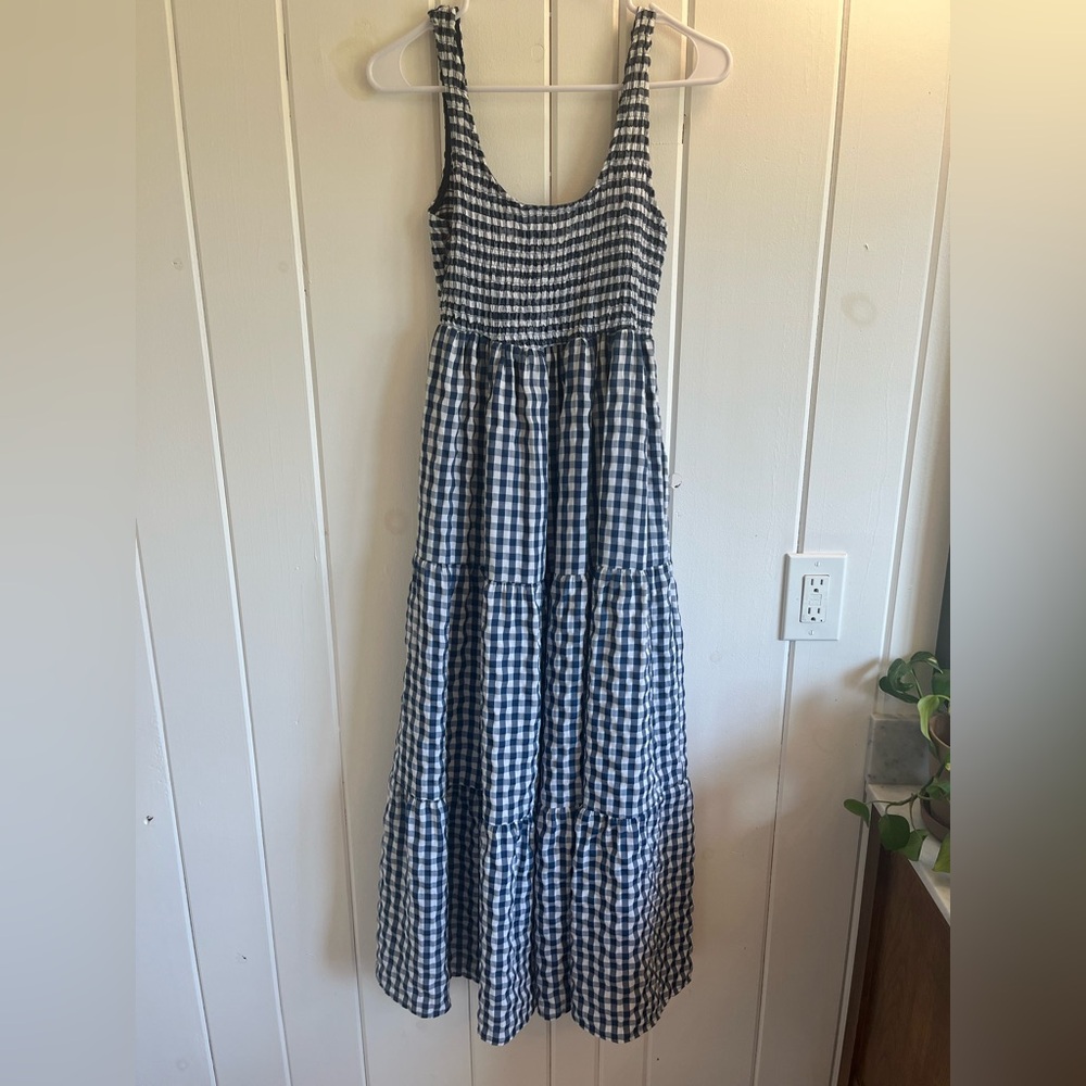 Gingham Sleeveless Maxi Dress BLUE